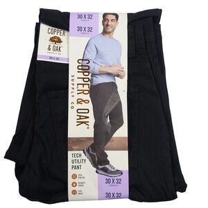 Copper and Oak Supply Co Mens 30x32 Black Straight Fit Tech Utility Pants